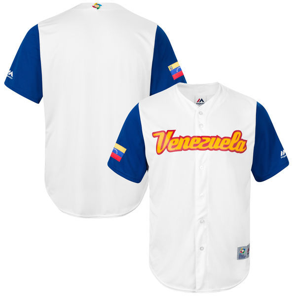 customized Men Venezuela Baseball Majestic White 2017 World Baseball Classic Replica Team Jersey